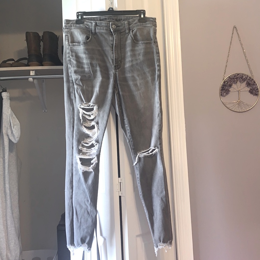 Gray Ripped Skinny Jeans